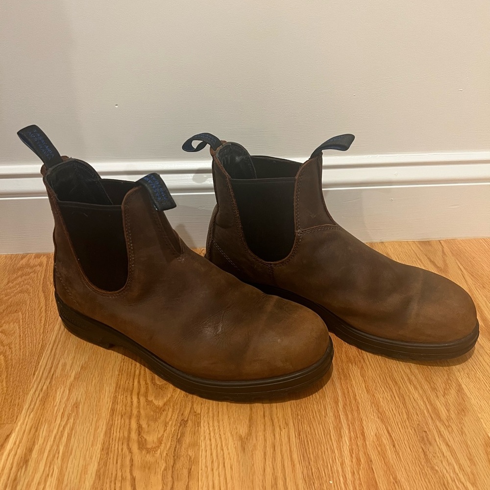 M BLUNDSTONE Rustic Brown Leather Boots -MEN’s ALL TERRAIN THERMAL size UK9/US10